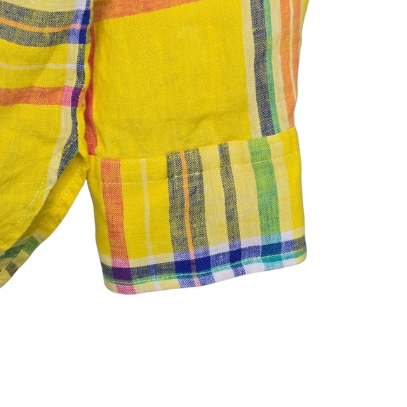 Ralph Lauren LRL Black Label Womens Linen Yellow Plaid Tunic Popover Top Medium - Picture 4 of 12